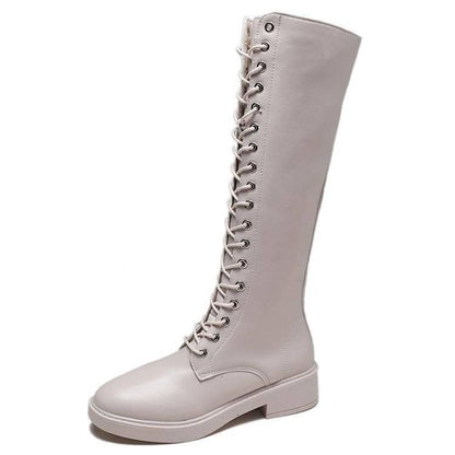 Long Tube Martin Boots Female 2019 Autumn British Style Straps Knight Boots Flat Women's Boots