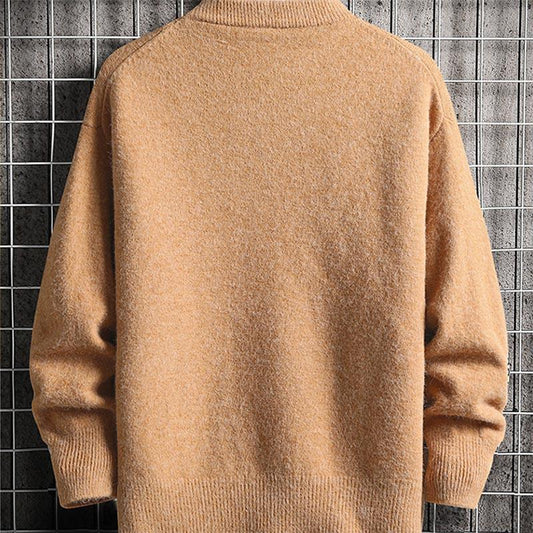 Autumn And Winter Men Casual Imitated Mink Wool Solid Color O Neck Pullover Sweaters 9 Color M-3XL