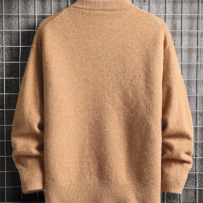Autumn And Winter Men Casual Imitated Mink Wool Solid Color O Neck Pullover Sweaters 9 Color M-3XL