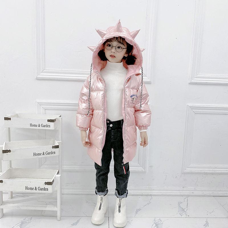 Girls' Warm and Windproof Down Jacket Mid-length Jacket White Duck Down Children's Wear