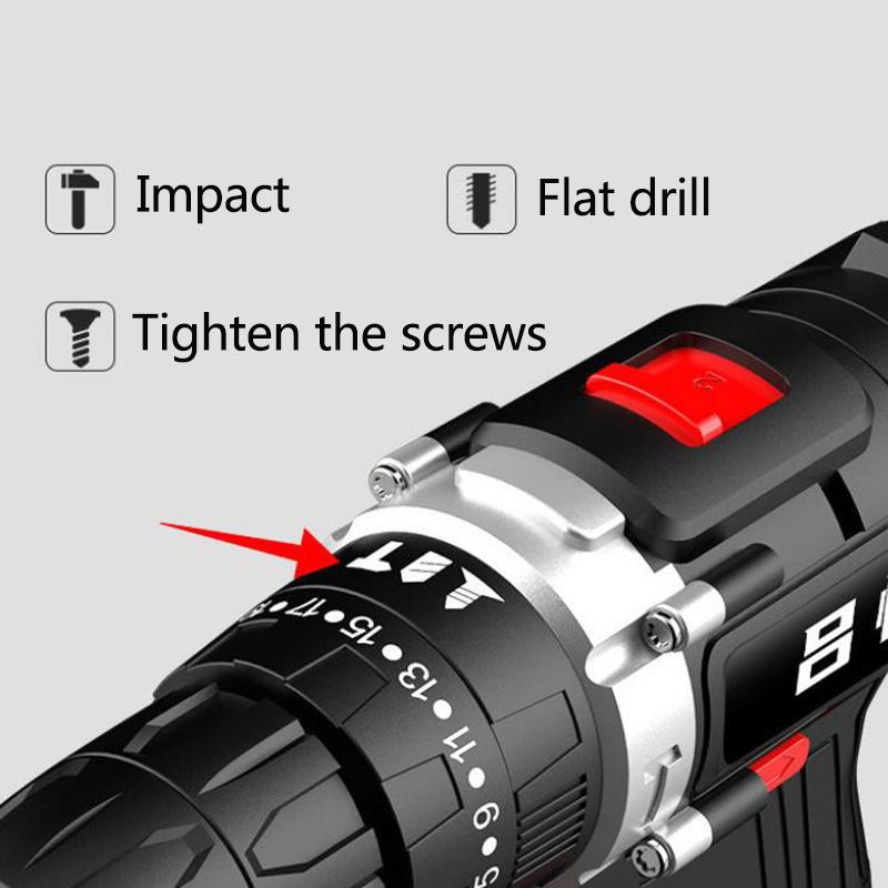 128Vf Industrial Cordless Electric Drill Two-speed Electric Screwdriver with Rechargeable Motor Power Tools