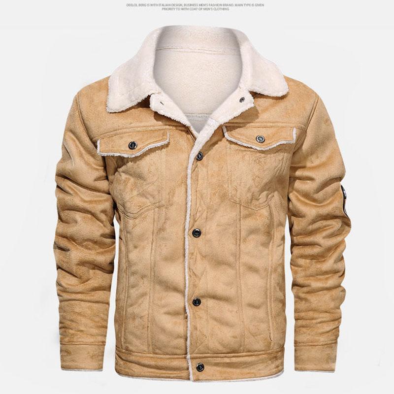 Lamb Velvet Jacket Male Autumn and Winter Parkas Loose Casual Fur Jacket Male Dad Outfit