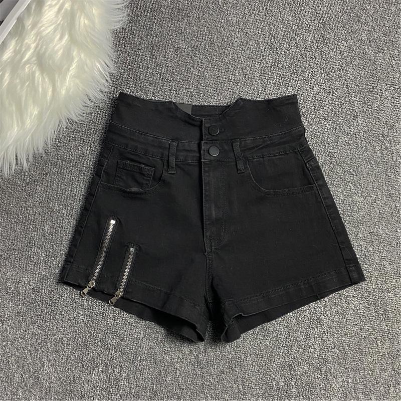 WTEMPO High Waist Split Fork Zipper Denim Shorts Women Loose Spring and Summe Casual Shorts
