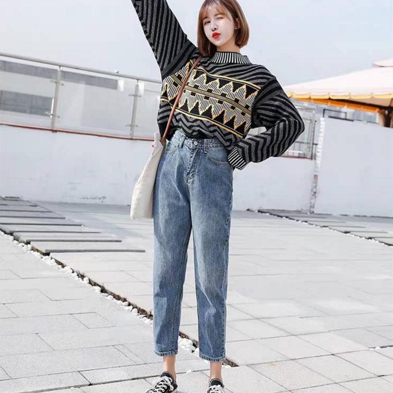 WTEMPO Women's High-waisted Jeans Were Thin and Wild Small Straight Loose Wide-legged Elegant Radish Pants