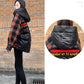 Women's Plaid Print Short Down Jacket Winter Korean Loose Quilted Jacket Casual Warm Hooded Down Jacket
