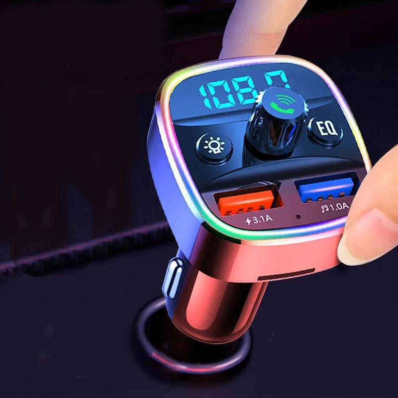 Colorful Lighting Car MP3 Player Car Bluetooth Receiver Dual USB Port Fast Charger Multi-function Charging Tool Car Supplies