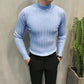 Half Turtleneck Sweater Men's Long-sleeved Sweater Korean Version of Slim High-neck Striped Sweater Men's Bottoming Shirt