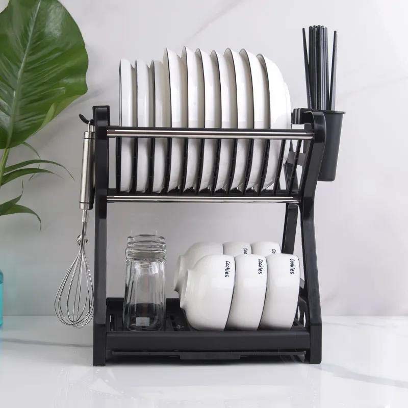 Kitchen Shelf Bowl Dish Storage Shelving Tableware Cupboard Multi-storey Storage Rack