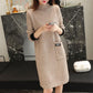 Autumn and Winter Mid-length Sweater Knitted Loose Half Turtleneck  Bottoming Shirt Long Sleeve Women's Dress