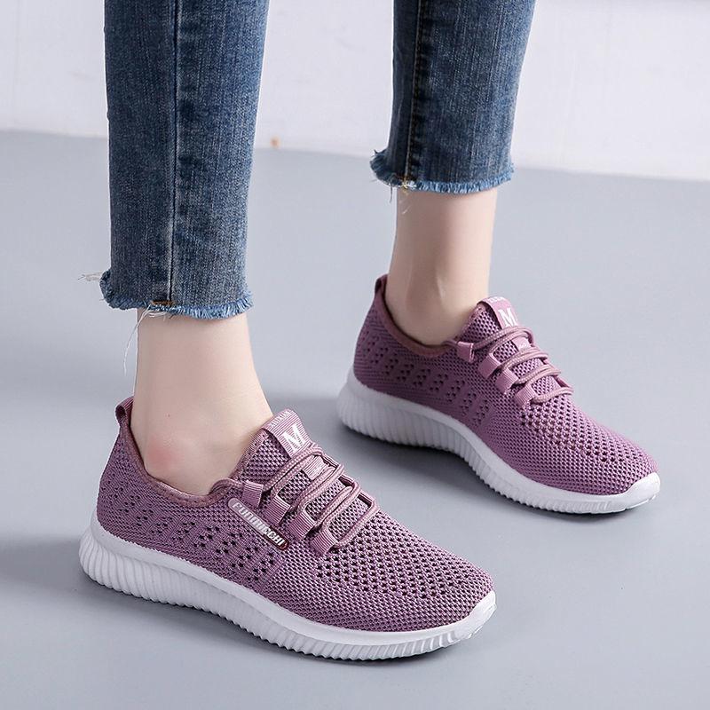 Spring Summer Women Casual Shoes Fashion Breathable Walking Mesh Lace Up Flat Shoes Good Casual Wear