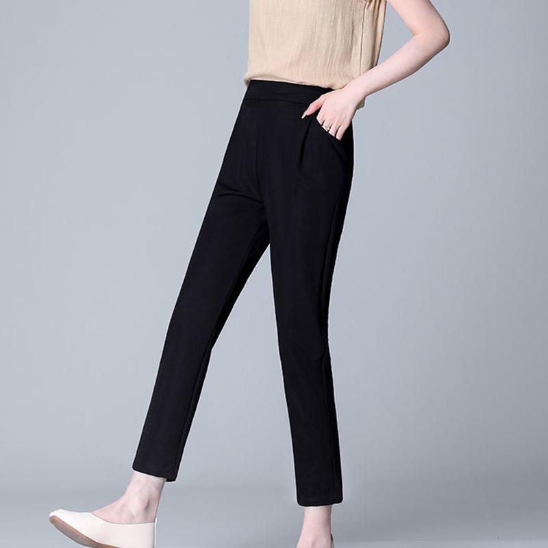 Summer Nine Points Loose Thin Large Size High Waist Korean Version White Pencil Pants Thin Black Casual Pants Women's Clothing
