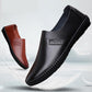 Men's Slip-On Leather Shoes Formal Casual Suit with Black PU Beanie Comfort Flats
