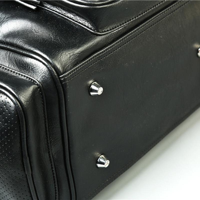Short-distance Travel Bag Men Leather Black Waterproof Large-capacity Handbag Fitness Shoulder Bag