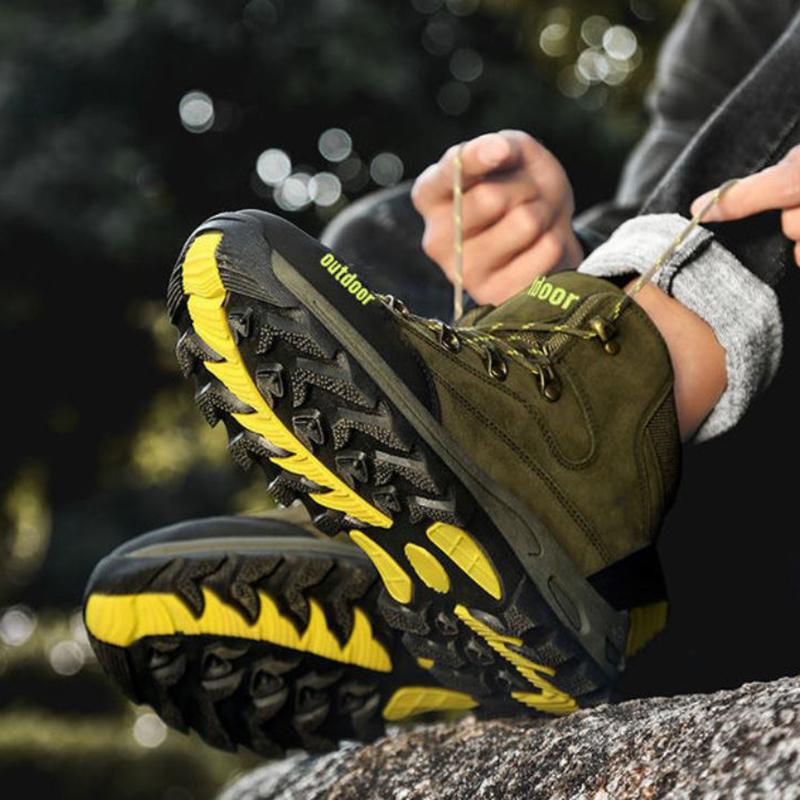 Men's Outdoor High-top Hiking Shoes Winter Plus Velvet Warm Snow Boots Waterproof Non-slip Wear-resistant Hiking Shoes Camping 39-45
