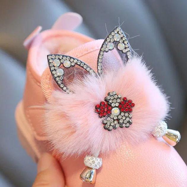 Children's Velcro Snow Boots Waterproof Winter Princess Cotton Boots Girl's Non Slip Plush Martin Boots
