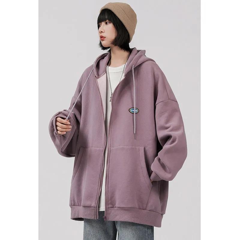 Women's Autumn Korean Style Hooded Cardigan Sweater Ladies Loose and Lazy BF Wind Ins Jacket Casual Zipper Cardigan