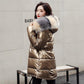 Fur Hooded Long Winter Down Jackets Women Reflective Plus Size Parkas Female  Warm Duck Down Coats