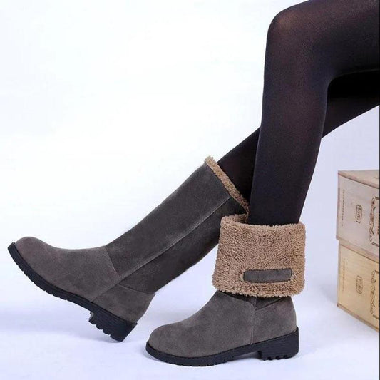 Snow Boots Women's Mid-tube  Korean Winter Warm Short Thick with Thickened Bottom Non-slip Cotton Boots for Both Wear