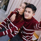 Autumn and Winter Casual Sweater Striped Pattern Loose Top Men and Women Half High Neck Lover's clothes