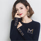 Spring  Autumn Round Neck Pullover Women's Short Loose Thin Long-sleeved Knitted Bottoming Shirt  Outer Wear