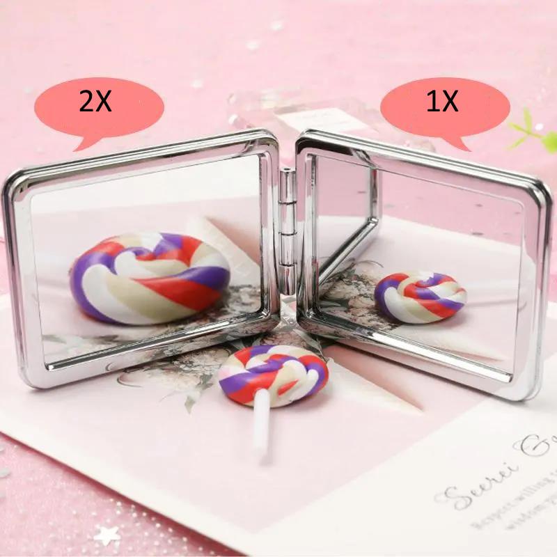 Mini Vanity Mirror Hand-held Makeup Mirror Schoolgirl Woman Flip Foldable Portable Quicksand Sequins Small Rectangle Mirror