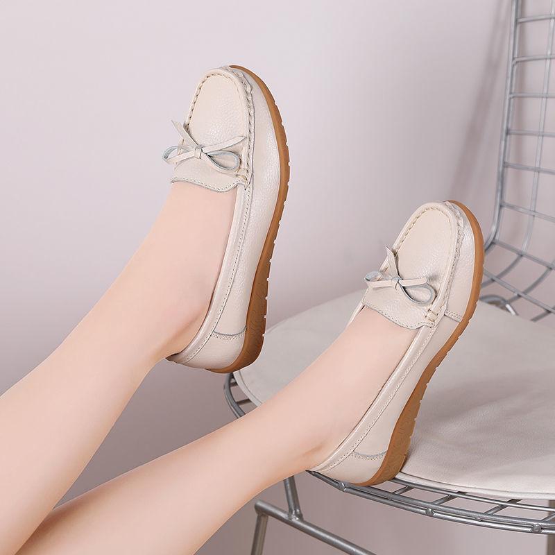 Women's Leather Shoes Single Shoes Tendon Sole Comfortable Work Shoes Non-slip Shoes Flat Casual Shoes Soft and Comfortable