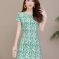 Women's Summer Print Ethnic Dress Large Size Loose Round Neck A-Line Skirt