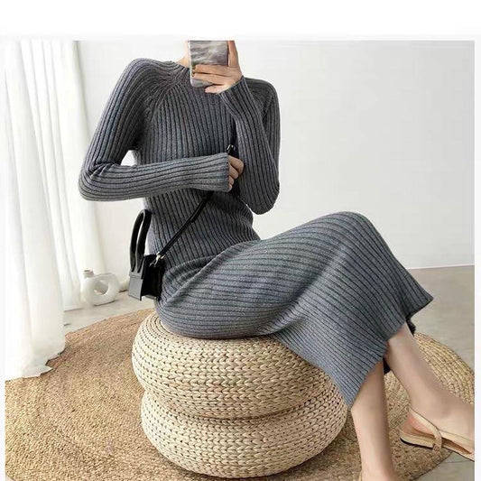 Autumn Winter Warm Women Sweater Dress Fashion Slim Knitted Dress Long Sleeves Female Dresses