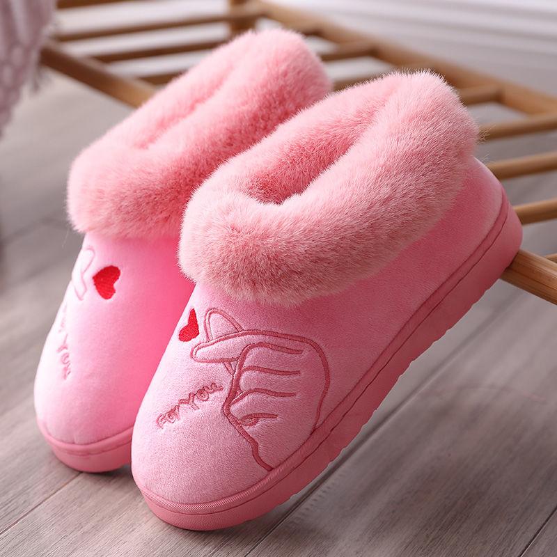 Winter Couple Cotton Slippers Platform Non-slip Bag Heel Slippers Home Furnishing Plush Warm Shoes