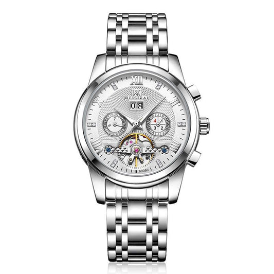 Fashion Luxury Brand Leather Tourbillon Watch Automatic Men Wristwatch Men Mechanical Steel Watches