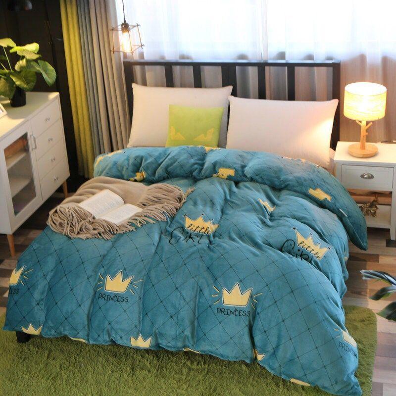 1pc Winter Thickened Flannel Duvet Cover Coral Fleece Duvet Cover Warm Double-sided Fluffy Duvet Cover Twin Queen King Size