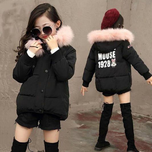Children's Clothing Winter Jacket for Girls Warm Hooded Thick Cotton-Padded Coat Girl Down Jacket