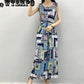 WTEMPO Floral Beach Holiday Skirt Sleeveless Long Skirt Female Summer Bohemian Print Beach Dress