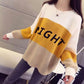 Autumn and Winter Knitted Sweater Loose Large Size Round Neck Jacket Long-sleeved Knitted Young Women's Top