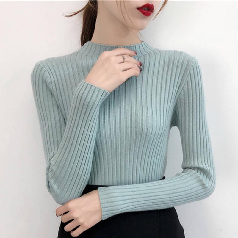 Half-high collar plus velvet thick knit bottoming shirt long-sleeved sweater female decoration shirt