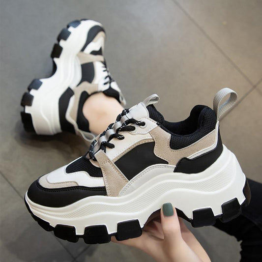 Women's Chunky Sneakers Thick Bottom Platform Vulcanize Shoes Fashion Breathable Casual Running Shoe