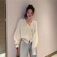 Autumn and Winter Knitted Cardigan Short Loose Loose Style Long Sleeve Button Sweater Women