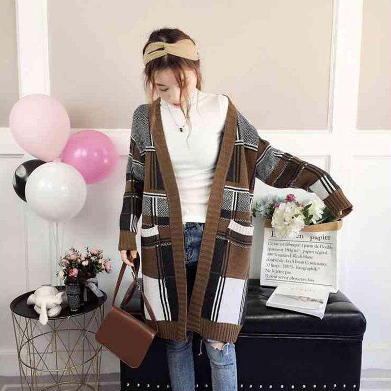 Autumn and Winter Sweater Loose Knit Mid-length Coat Fashion Simple Female Top