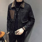 Winter Men's Denim Jacket Plus Size Korean Trend Warm Lamb Fur Collar Plus Velvet Thick Slim Jacket