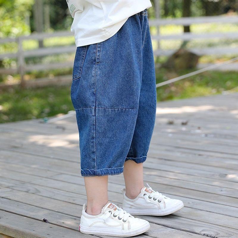 Children's Clothing Boys Cropped Jeans Clothes Children Boys Casual Denim Trousers Bloomers Children Elastic Waist Trousers Clothing