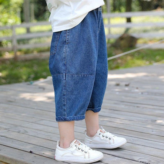 Children's Clothing Boys Cropped Jeans Clothes Children Boys Casual Denim Trousers Bloomers Children Elastic Waist Trousers Clothing