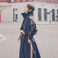 Winter Plus Cotton Thick Warmth Contrast Stitching Woolen Coat Women's Mid-length Thin Loose Over-the-knee Woolen Coat