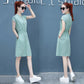 Women's Dress with Waist and Thin Temperament Simple and Casual A-line Skirt Women's Mid-length Temperament and Waist Dress