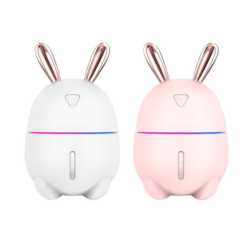 300ML Mini Air Humidifier Cute Rabbit USB Aroma Essential Oil Diffuser Colorful Night Light Car Office Air Purifier Mist Maker