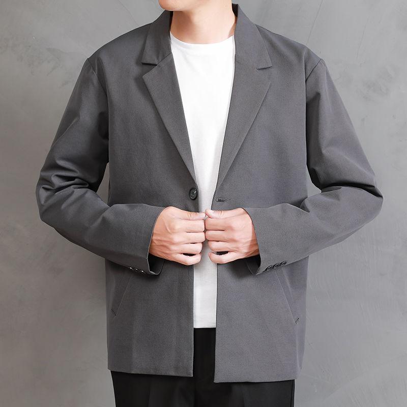 Men's Casual Top Loose Suit Jacket Short Suit Uniform Long-sleeved Warm Jacket Simple Design Temperament Handsome Jacket