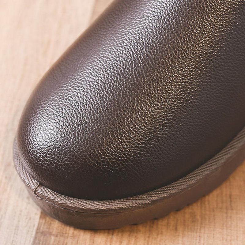 Winter Leather Snow Boots Women's Waterproof Non-slip Short Tube Warm and Velvet Thick Ankle Boots Korean Boots Cotton Shoes