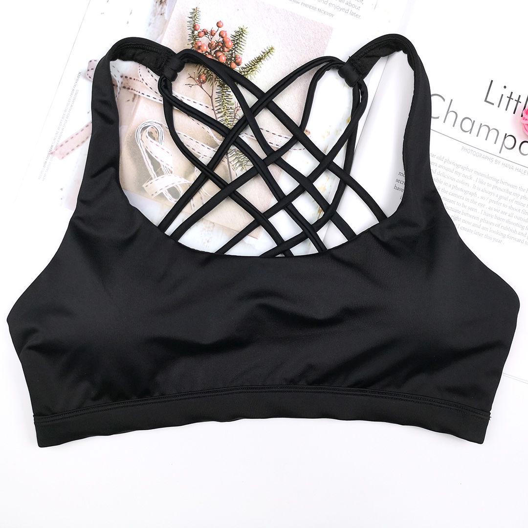Fitness Sports Bra for Women Push Up Solid Cross Back Yoga Running Gym Workout Femme Shockproof Bra