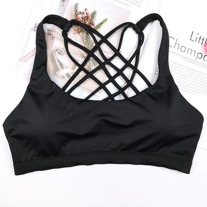 Fitness Sports Bra for Women Push Up Solid Cross Back Yoga Running Gym Workout Femme Shockproof Bra