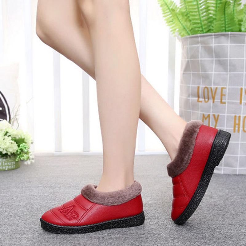 Thicken Plus Velvet Warm Women's Cotton Shoes Non-slip Flat Snow Boots Short Boots Winter Shoes