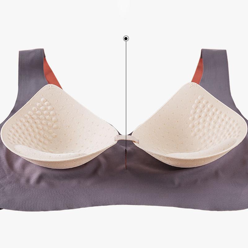 Latex Seamless Underwear Women's No Steel Ring Summer Thin Section Gather and Close The Milk Sports Vest Sleep Bra Latex Underwear Seamless